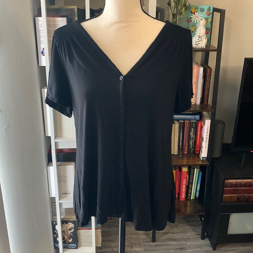 Buttoned Down Blouse V-Neck